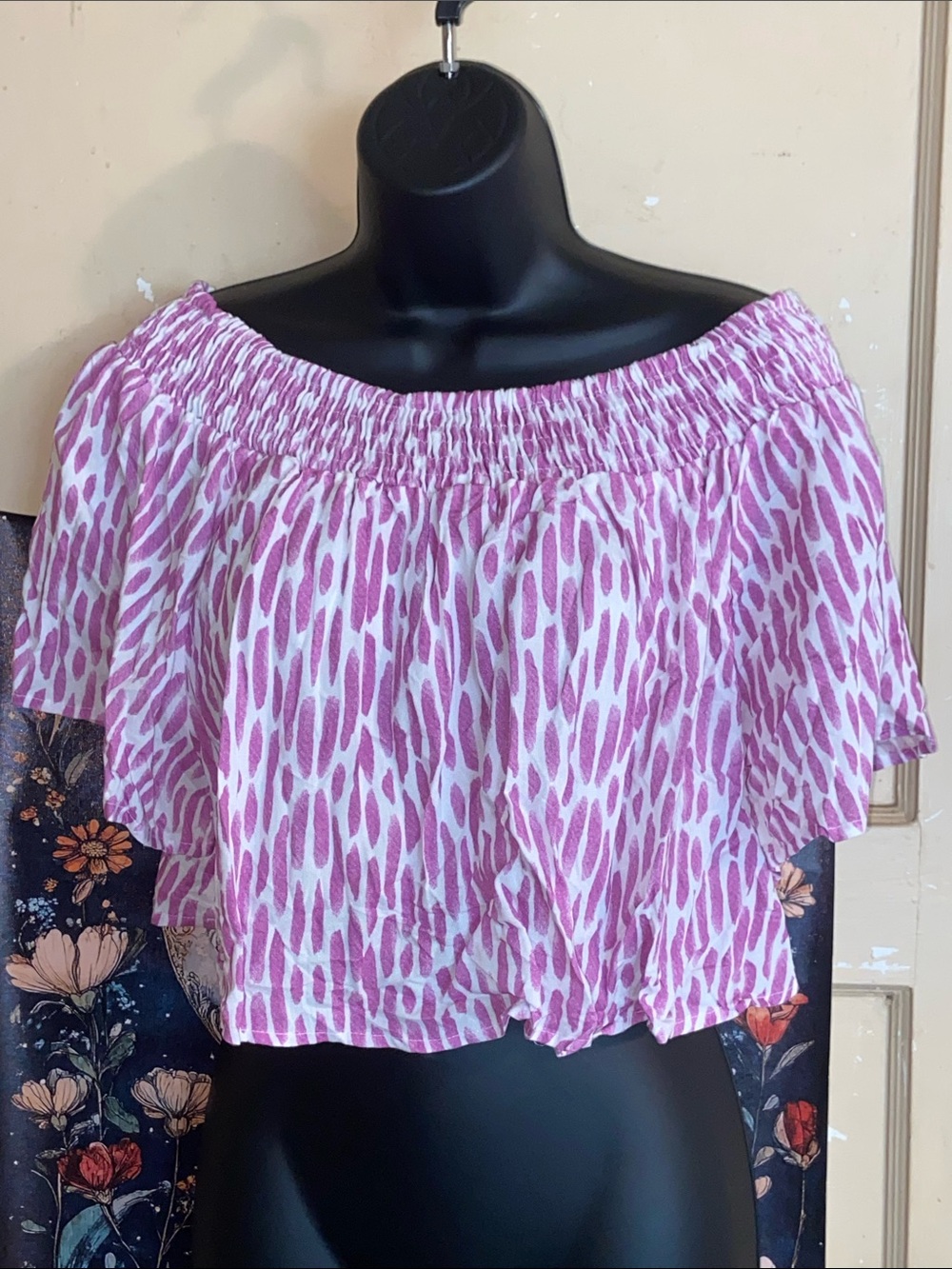 PURPLE ICE FLUTTER CROP TOP NWT Wear Off Shoulders SALTY LEMON